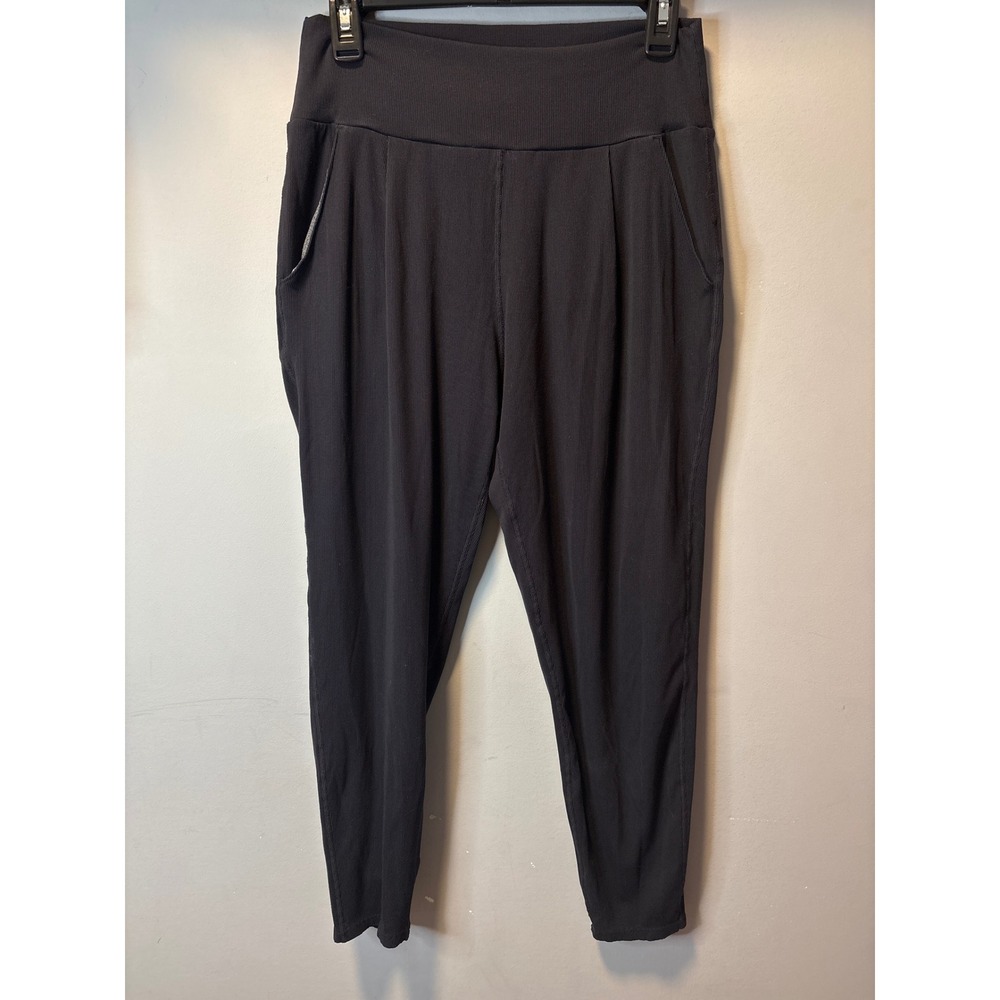 Vuori Rib Lux At Ease Black High Rise Ribbed Knit Lounge Pants VW479 Womens S